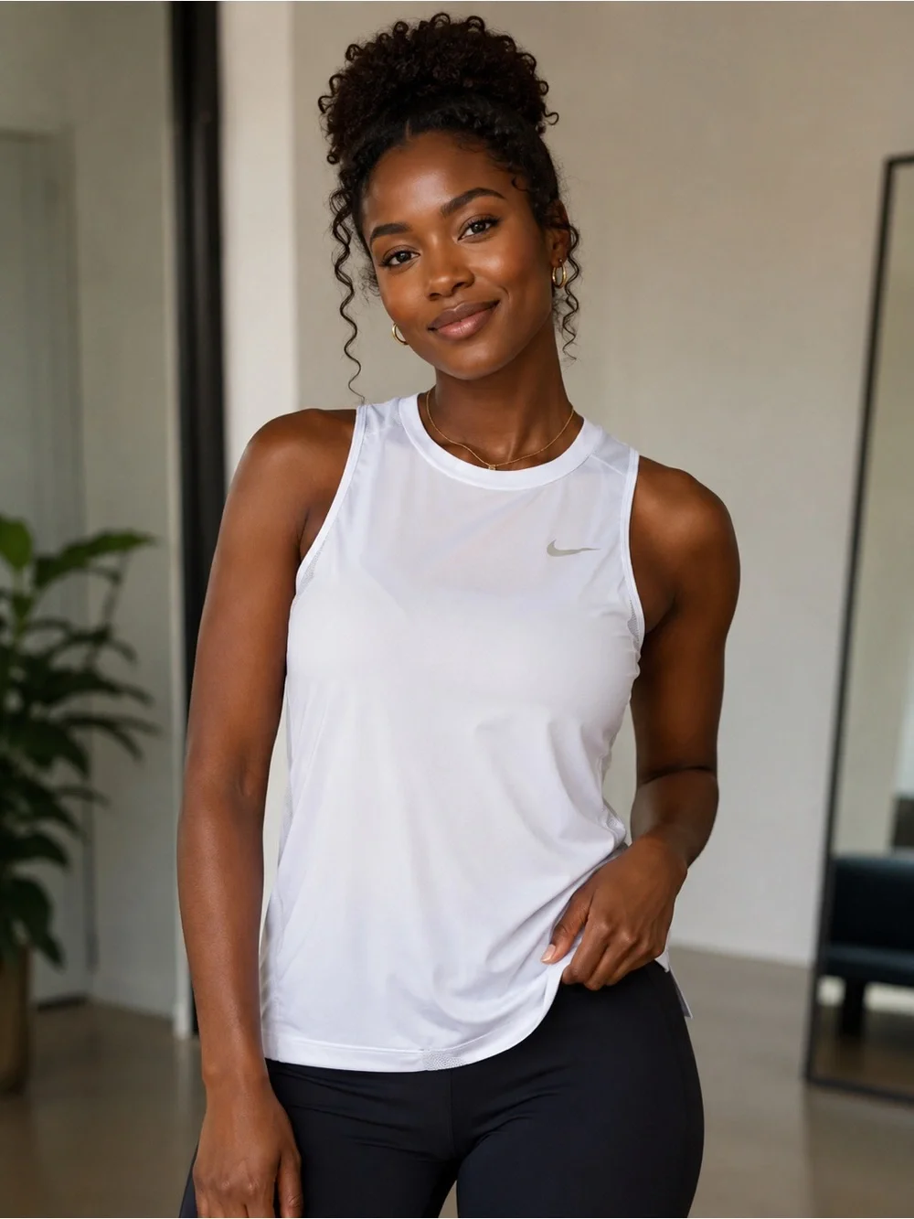 Nike White Sleeveless Performance Tank Top